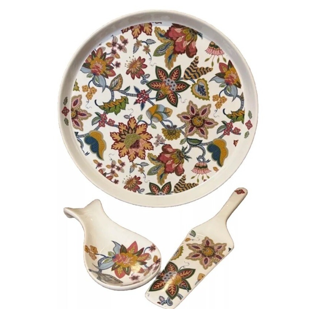 Matilda Jane Love Is Homemade‎ 3 Pc Serving Set Platter Serving Knife Spoon Rest